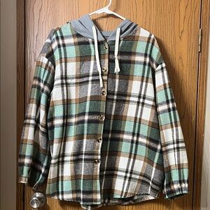 SHEIN Multicolor Plaid Button-Up Jacket Women’s 1XL